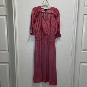 Current Air Rose Midi Dress with Ruffled Sleeves